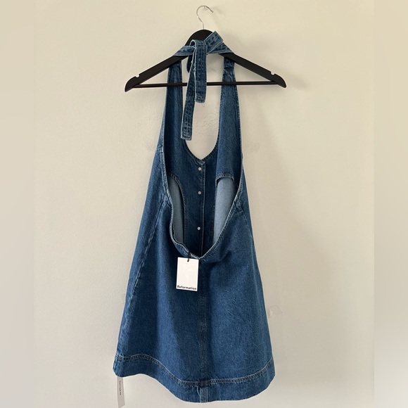 NWT Reformation Brittany Halter Denim Halter Dress - Picture 13 of 16